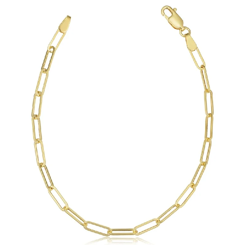 floral design bracelet -14k Yellow Gold 3 millimeter Polished Paperclip Chain Bracelet (7 inches)