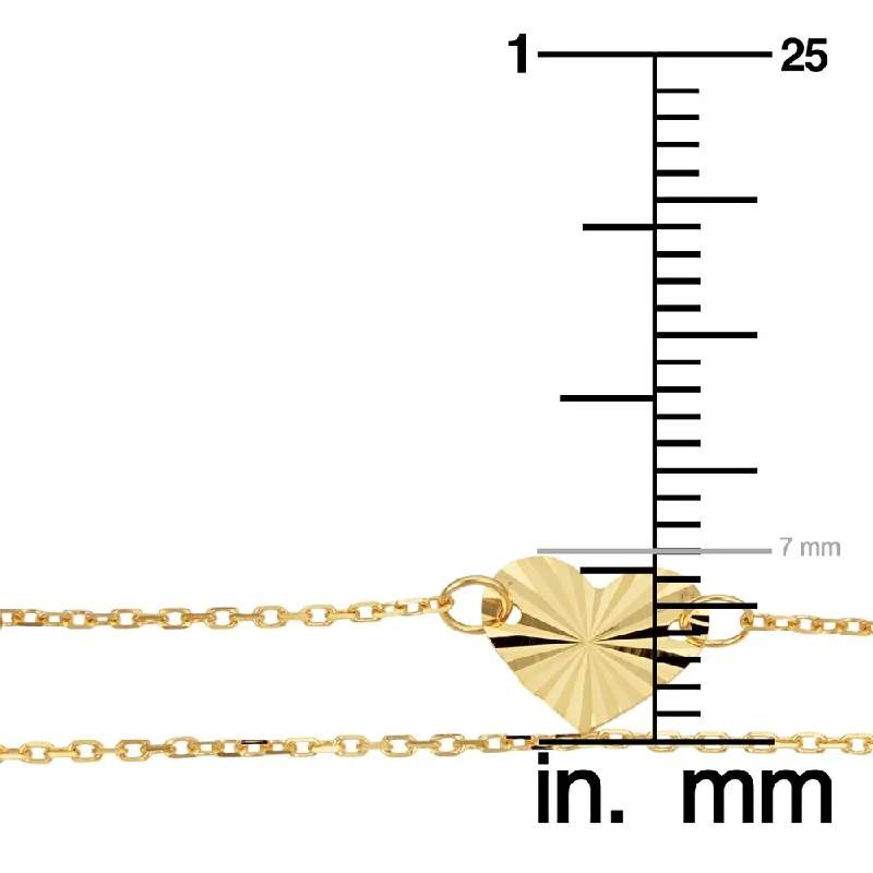 personalized coordinates bracelet -14K Yellow Gold Diamond-cut Hearts Double Strand Bracelet (adjusts to 6.5 or 7.5 inches)