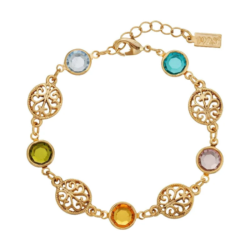 moon and star bracelet -1928 Jewelry Multicolor Euro Channel Crystal & Filigree Bracelet