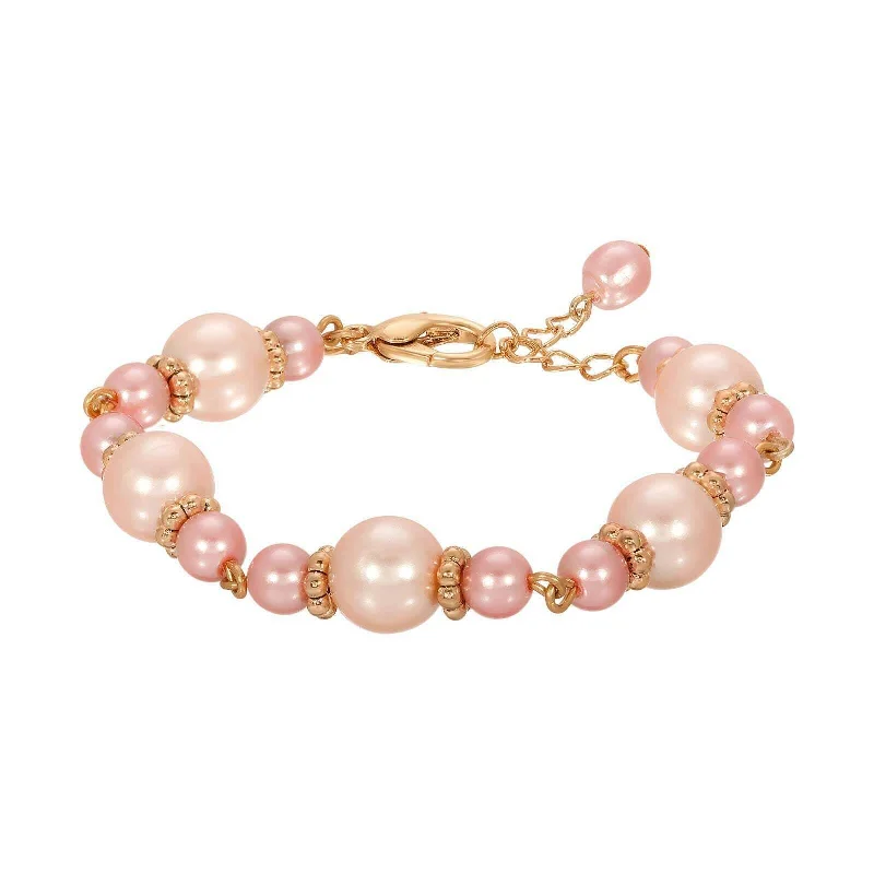 custom coordinates charm bracelet -1928 Jewelry Rosabella Raspberry & Champagne Faux Pearl Bracelet