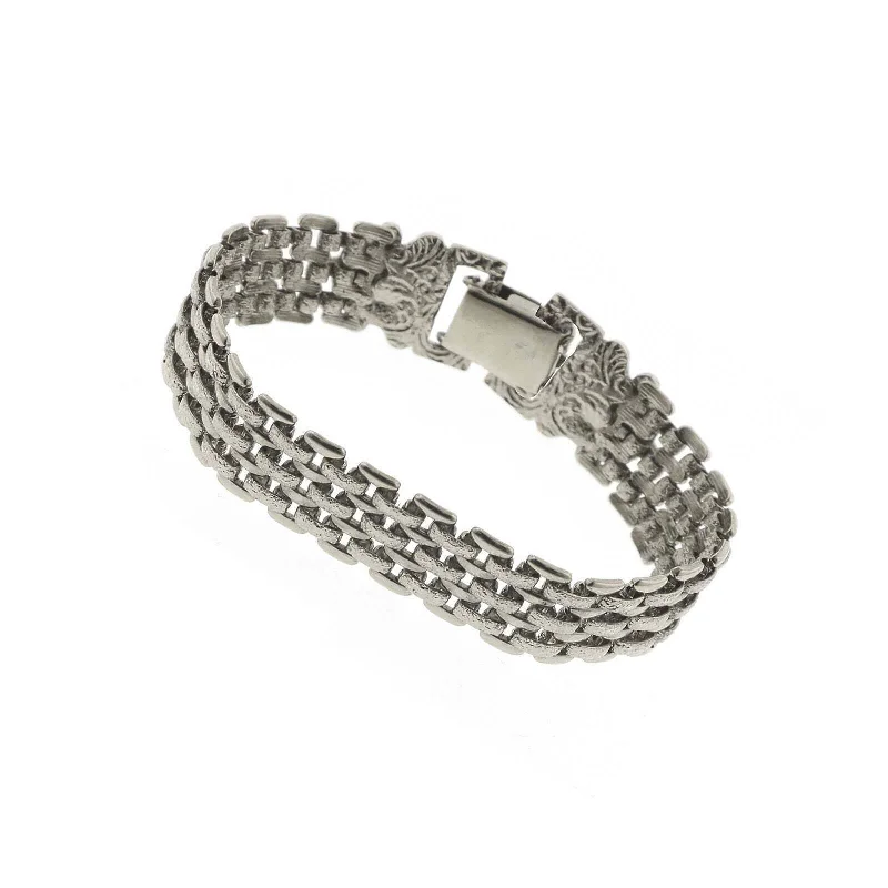 luxury silver bracelet -1928 Jewelry Silver Classic Textured Mesh Link Bracelet