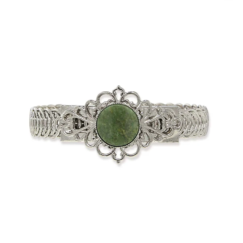 men’s cuff bracelet -1928 Jewelry Genuine Jade Gemstone Belt Bracelet