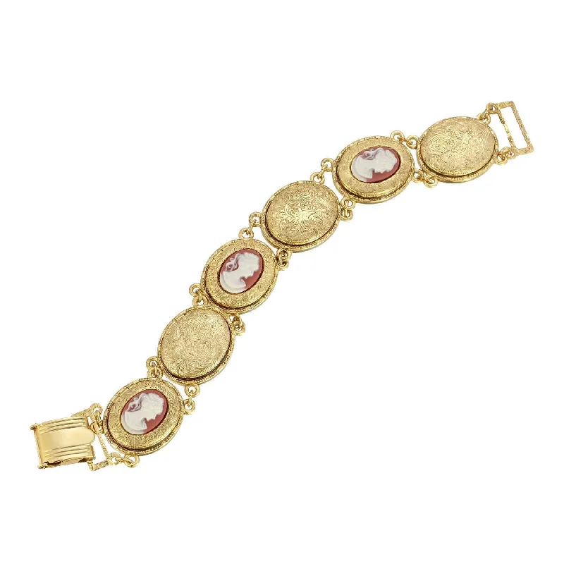 multi-strand bracelet for women -1928 Jewelry Victoria's 12 Photo Cameo Locket Link Bracelet