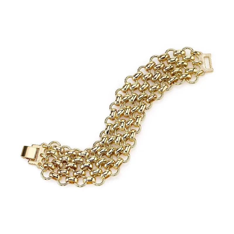 diamond accented bracelet -2028 Jewelry Polished Gold Mesh Chain Bracelet