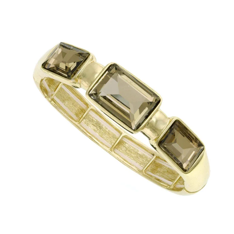 minimalist cuff bracelet -2028 Jewelry Triple Rectangular Light Topaz Stone Stretch Bracelet