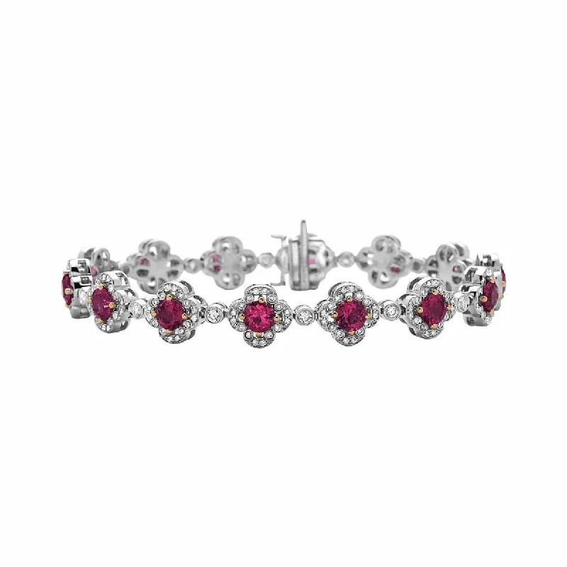 boho style bracelet with tassels -Rubellite and Diamond Bracelet