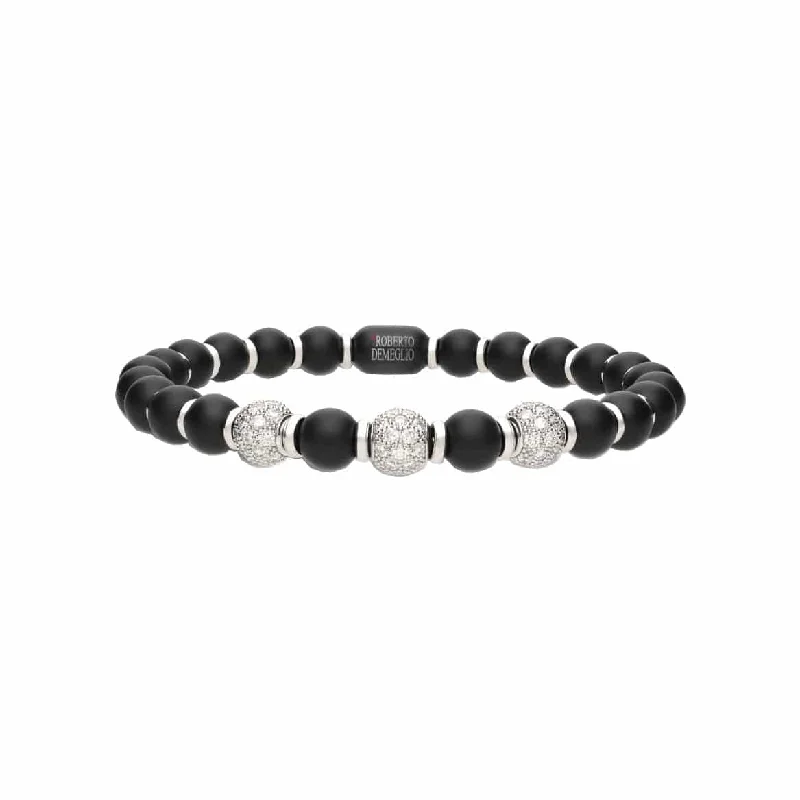 personalized name bracelet -Diamond and Black Ceramic Sfera Bracelet