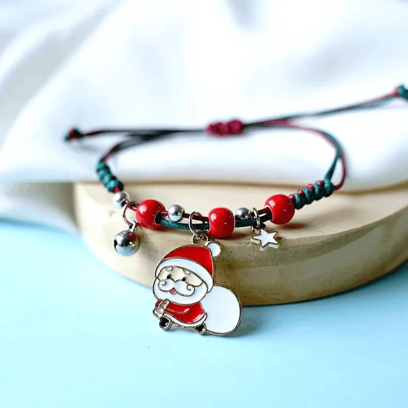 infinity symbol bracelet -Adjustable Christmas Santa With Sack Wish / Friendship Bracelet