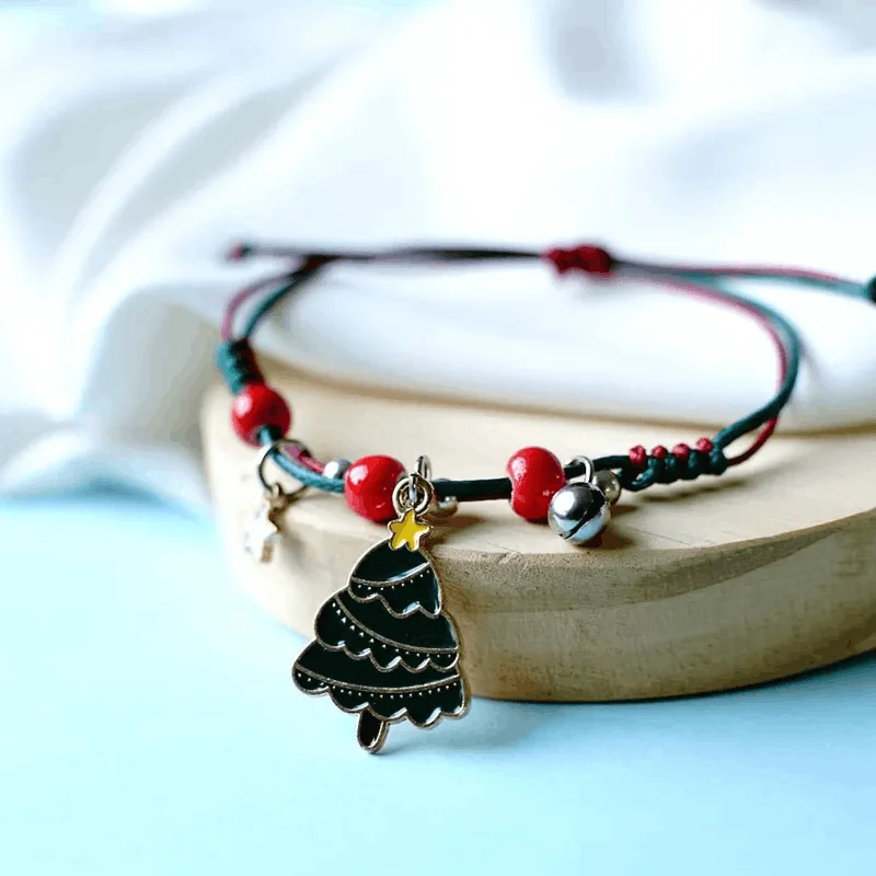 stackable gold bracelets -Adjustable Christmas Tree Wish / Friendship Bracelet