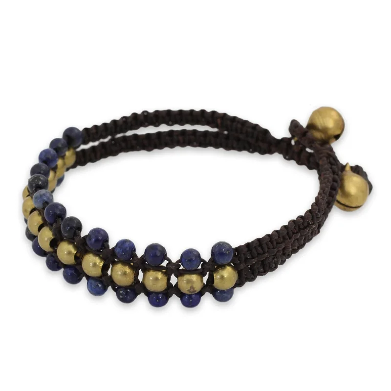 friendship bracelet with charms -Brass 'Blue Joy' Lapis Lazuli Bracelet