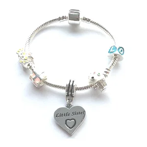 simple knot bracelet -Children's Little Sister 'Happy Birthday Princess' Silver Plated Charm Bead Bracelet