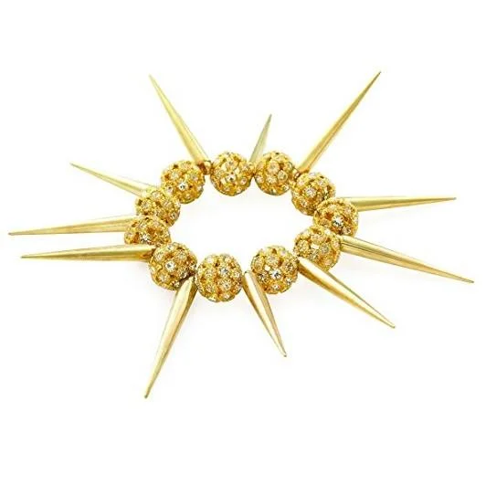 nautical rope bracelet -Designer Celebrity Style 'Gold Spike' Czech Crystal Bead Stretch Bracelet