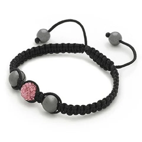 personalized leather bracelet -Designer Inspired 'Atria' Pink Czech Crystal Disco Ball Bracelet