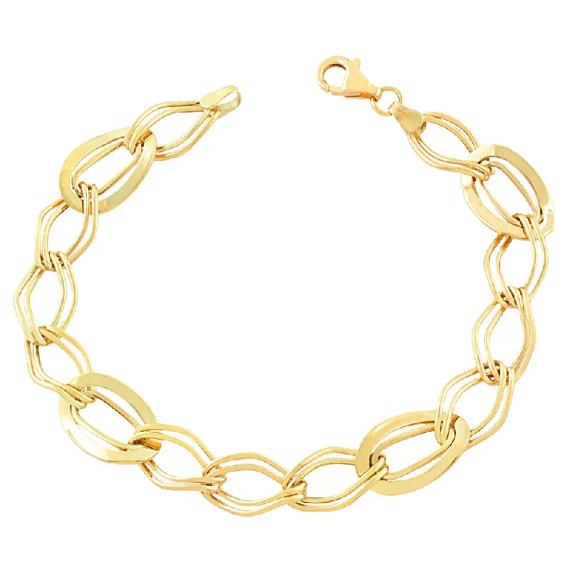 elegant tennis bracelet -Fremada 10k Yellow Gold Wavy Oval Bracelet