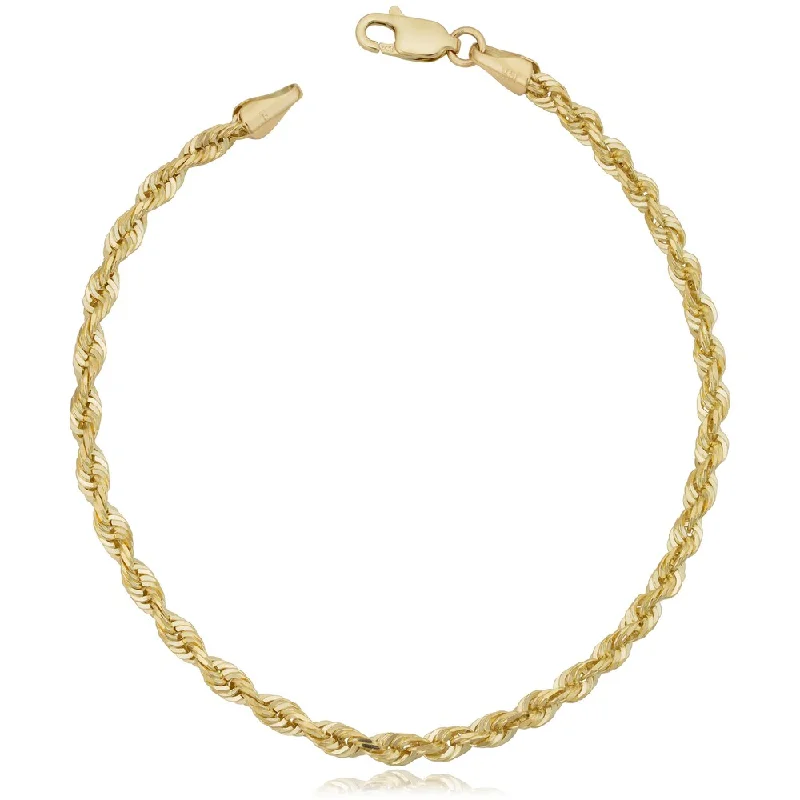 cuff bracelet with gemstones -Fremada 14k Yellow Gold 3.1-mm Solid Rope Chain Bracelet (7.5 or 8.5 inches)