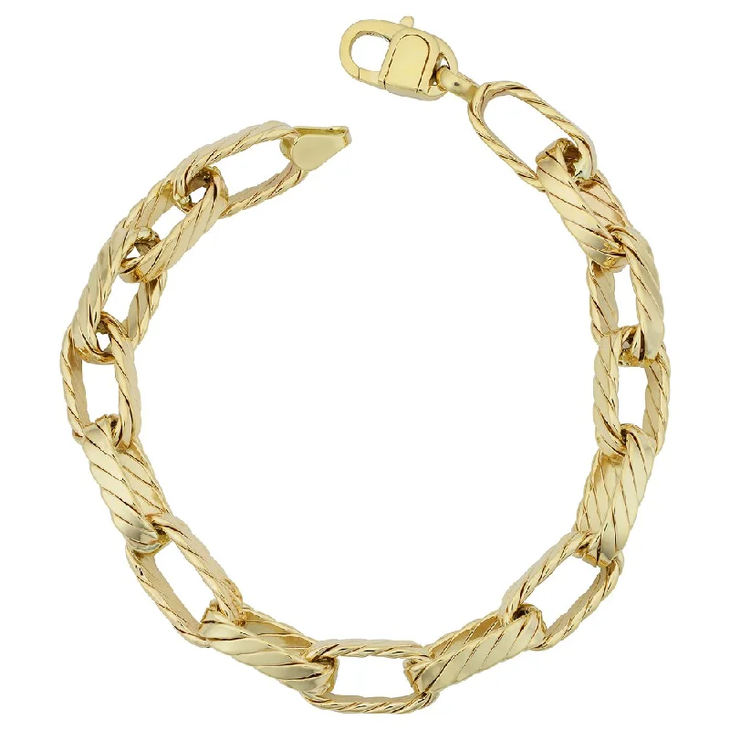 infinity loop bracelet -Fremada 14k Yellow Gold 8-mm Ribbed Oval Link Bracelet (8.25 inches)