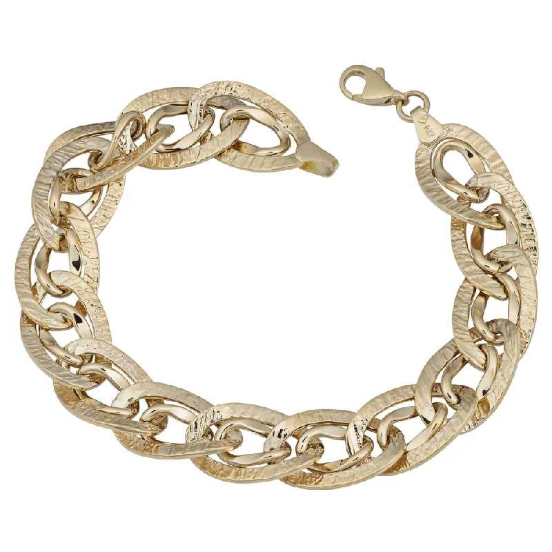 matching couple’s bracelets -Fremada 14k Yellow Gold Diamond-cut and High Polish Fancy Double Oval Link Bracelet