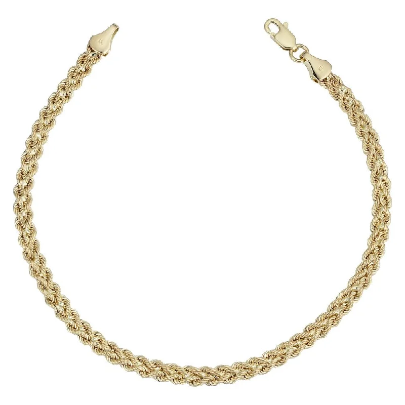 sterling silver bracelet with charms -Fremada 14k Yellow Gold Double Row Semi-solid Rope Bracelet (7.5 inches)