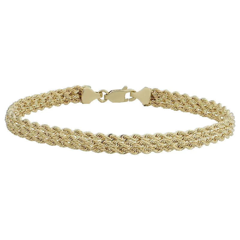 nature-inspired bracelet -Fremada 14k Yellow Gold Triple Row Semi-solid Rope Bracelet (7.5 inches)