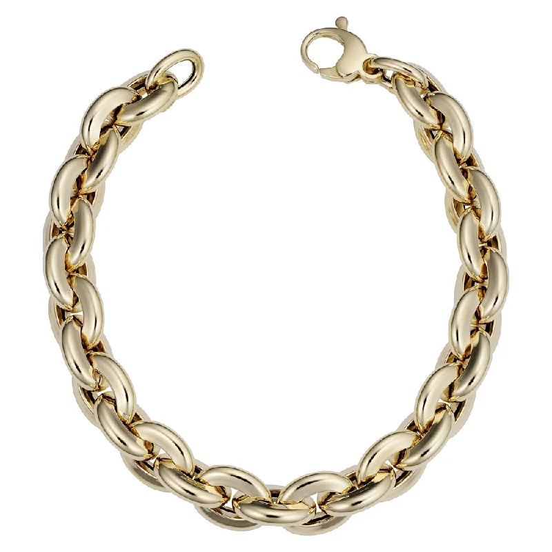 handmade braided bracelet -Fremada Italian 14k Yellow Gold Bold Oval Rolo Link Bracelet (10.3 millimeters wide x 8 inches long)