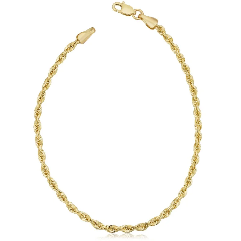 black onyx bracelet -Fremada Unisex 10k Yellow Gold 2.6-mm Semi Solid Rope Chain Bracelet (7.5 or 8.5 inches)