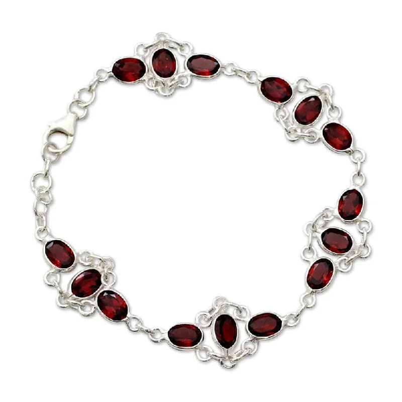 link chain bracelet for men -Handmade Ecstasy Garnet Bracelet (India)