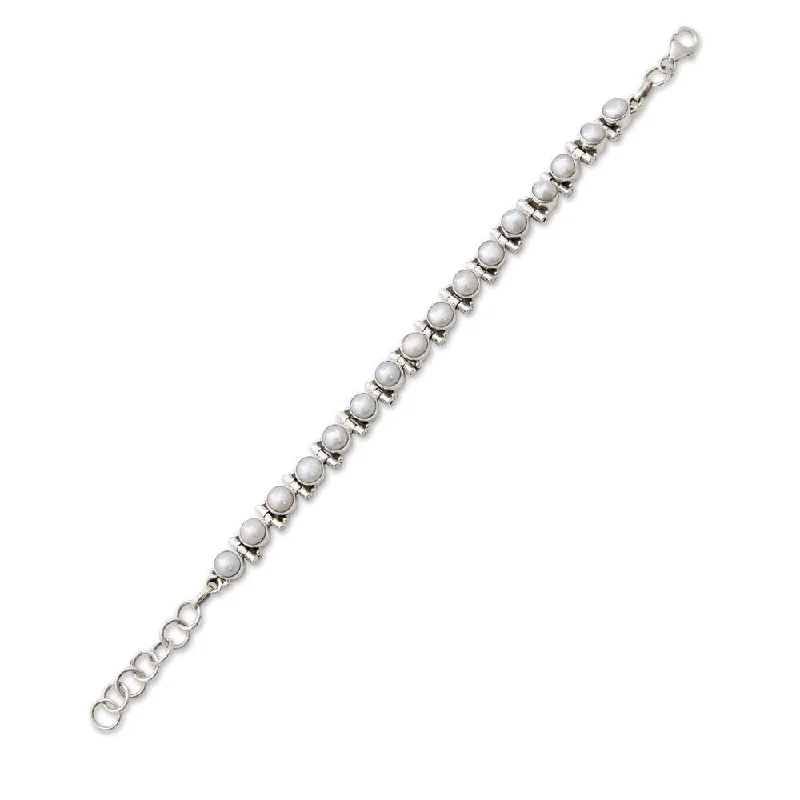 sterling silver anklet bracelet -Handmade Purity White Pearl Sterling Silver Bracelet (India)