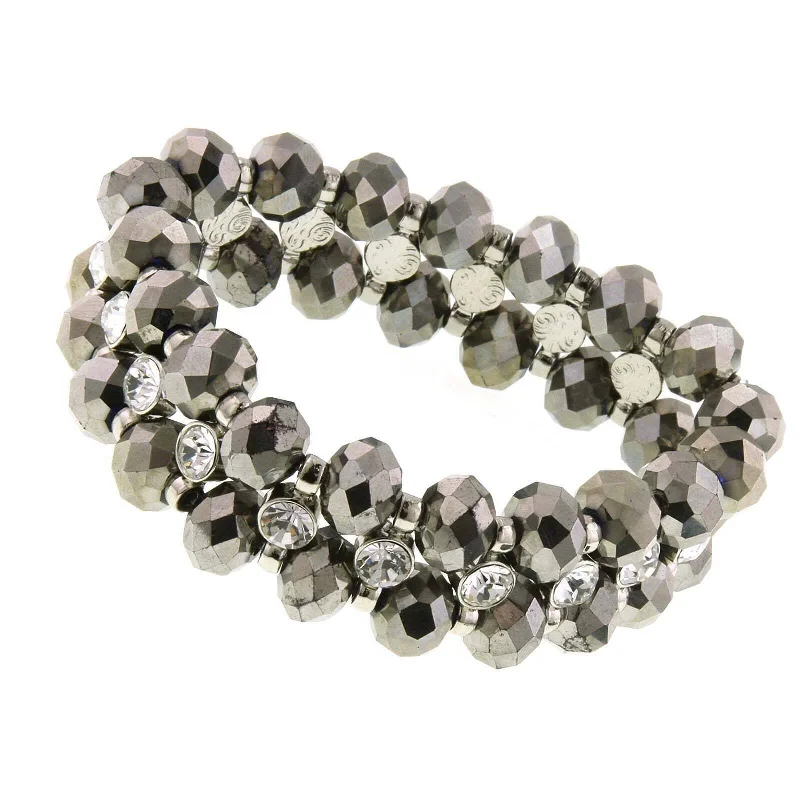 minimalist silver bracelet -1928 Jewelry Hematite Crystal Stretch Bracelet