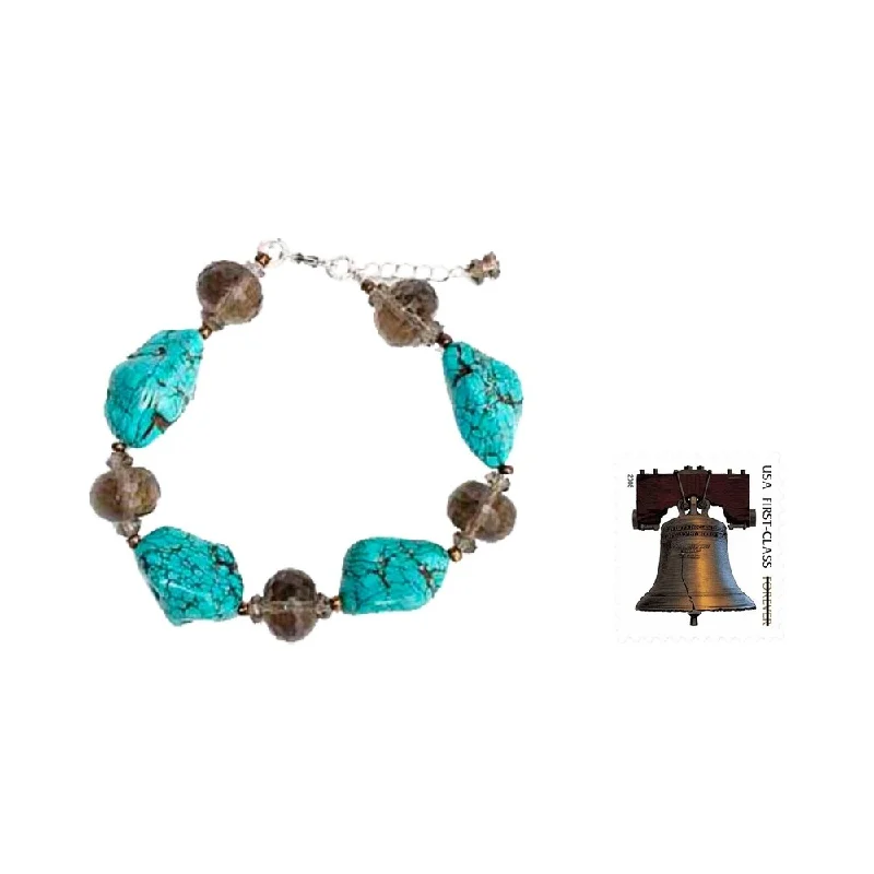 adjustable rope bracelet -Magnesite 'Song of the Sky' Beaded Bracelet (Thailand)