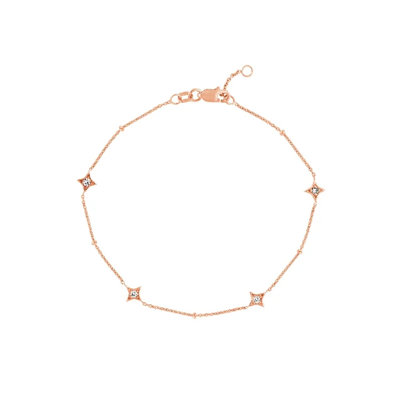 pearl drop bracelet -Marquee Jewels 14K Solid Rose Gold 1/8 CTW Natural Diamond Star Bracelet