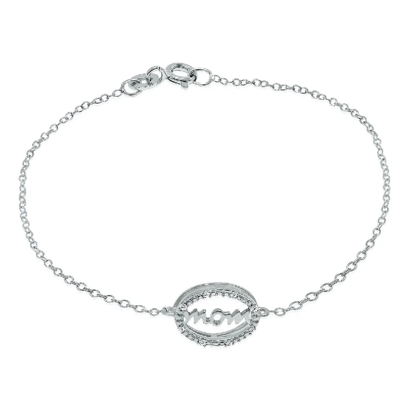 luxury diamond bracelet -Marquee Jewels Genuine Diamond MOM Bracelet in .925 Sterling Silver