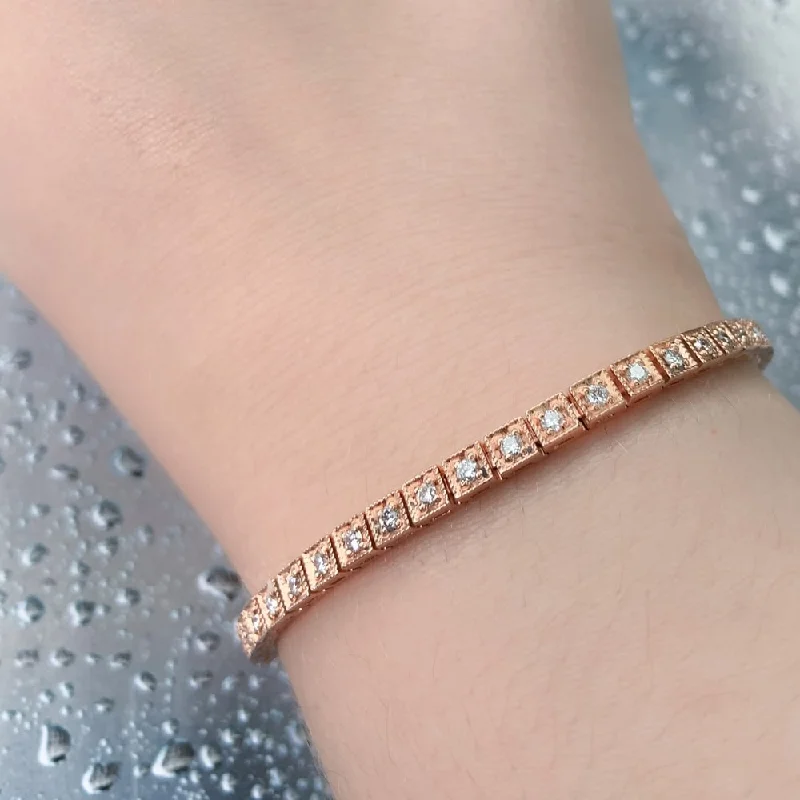 vintage style cuff bracelet -Miadora 14k Rose Gold 1 1/4ct TDW Diamond Tennis Bracelet