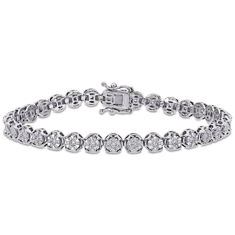 chunky gold bracelet -Miadora 14k White Gold 1 1/2ct TDW Diamond Tennis Bracelet