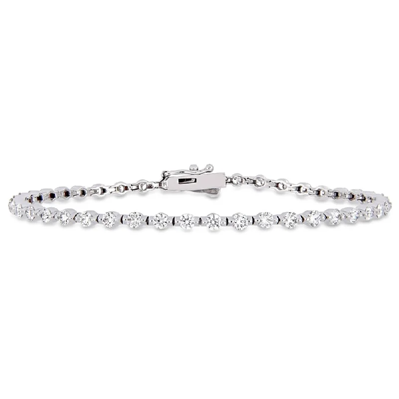 adjustable wire bracelet -Miadora 14k White Gold 2 2/5ct TDW Diamond Tennis Bracelet