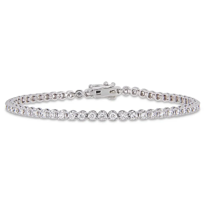 personalized coordinates bracelet -Miadora 14k White Gold 2ct TDW Diamond Circle Link Tennis Bracelet