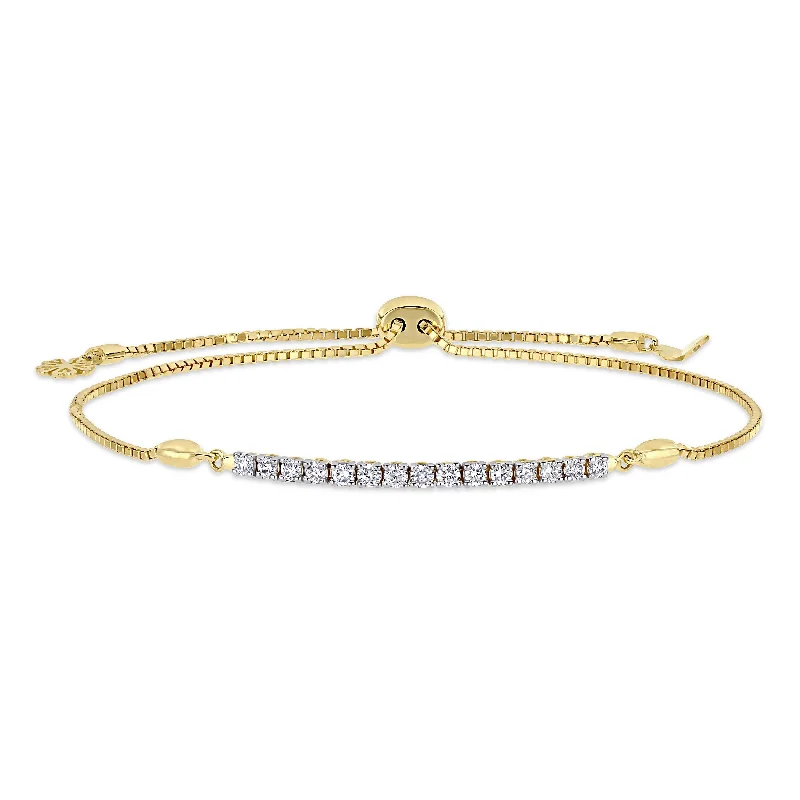 moon and star bracelet -Miadora 14k Yellow Gold 1/3ct TDW Diamond Adjustable Bolo Bar Station Tennis Bracelet