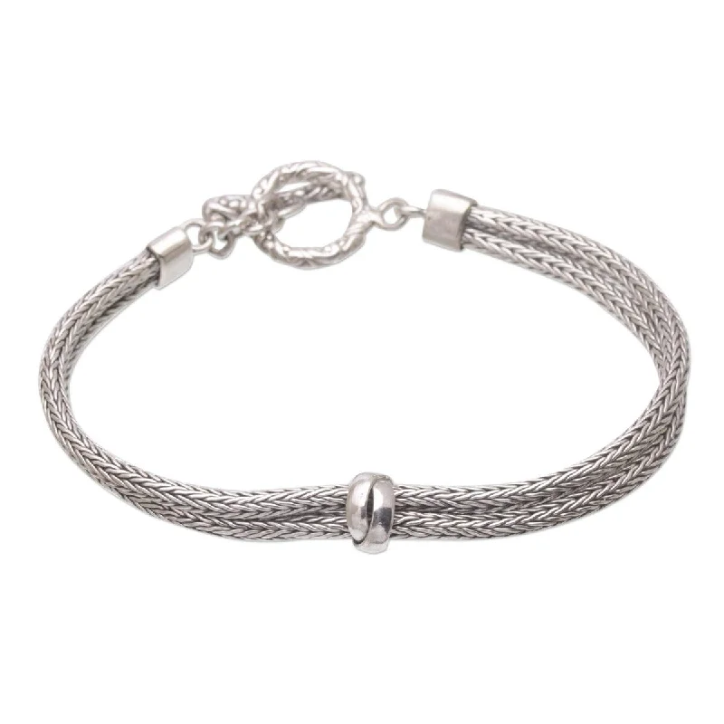 men’s ID bracelet -NOVICA Without End, Sterling silver chain bracelet