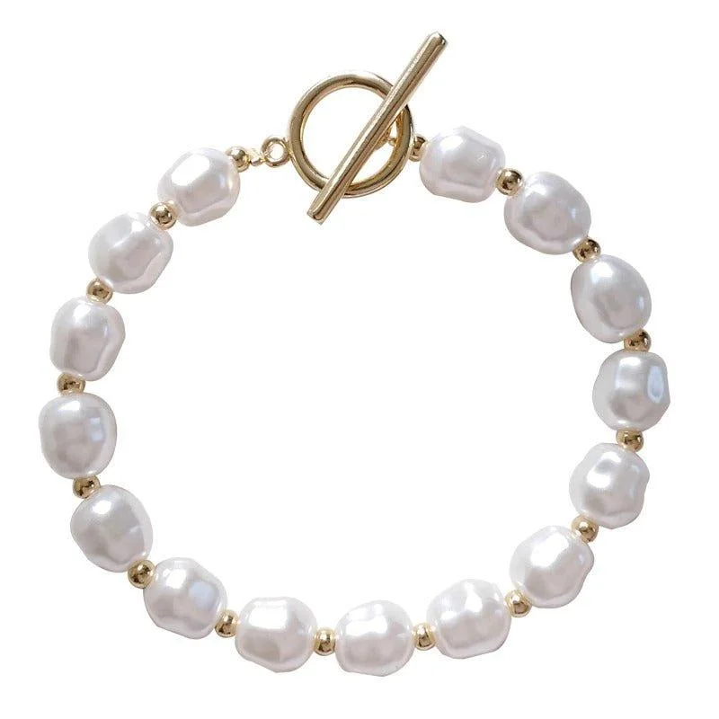 sterling silver bangle -Pearl Bracelet Faux Pearl Bracelet