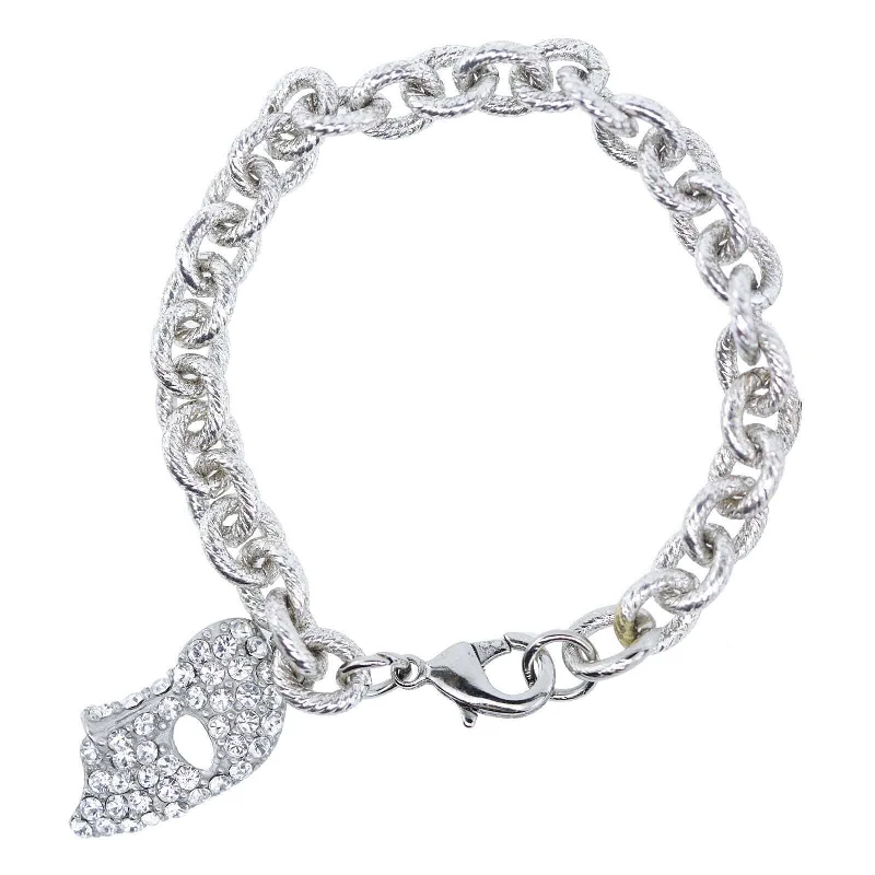 adjustable silver bracelet -1928 Jewelry Crystal Masquerade Mask Charm On Link Bracelet