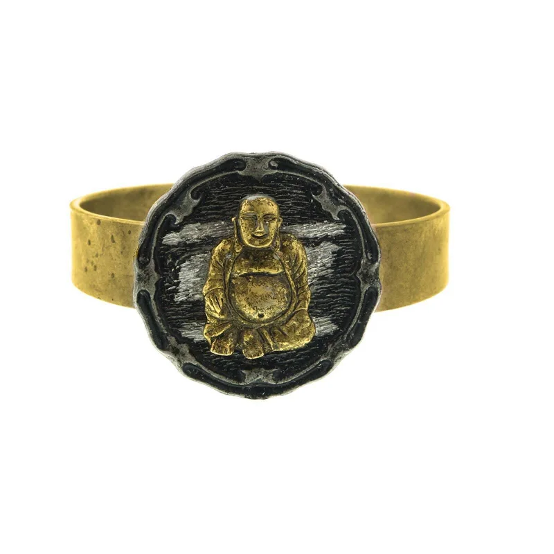 friendship band bracelet -T.R.U. Hinged Bracelet With Pewter-Tone Finish Sitting Buddha