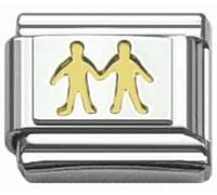 friendship band bracelet -Stainless Steel 9mm Shiny Link with Boy and Girl for Italian Charm Bracelet