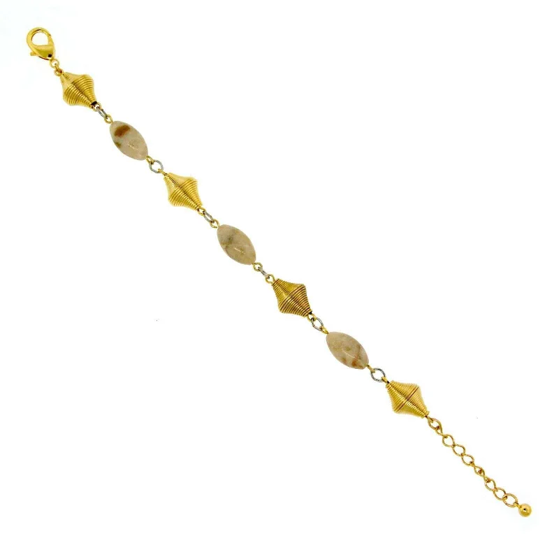 engraved bracelet for men -T.R.U. Riverstone Gemstone Gold Spring Beaded Bracelet