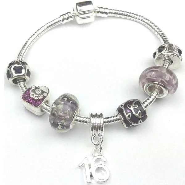 large statement bracelet -Teenager's 'Disco Queen' Age 13/16/18 Silver Plated Charm Bead Bracelet