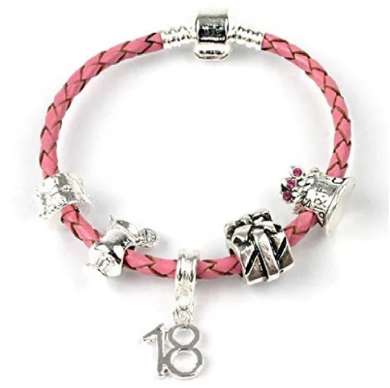 moonstone bracelet for women -Teenager's 'It's My Birthday' Age 13/16/18 Pink Braided Charm Bead Bracelet