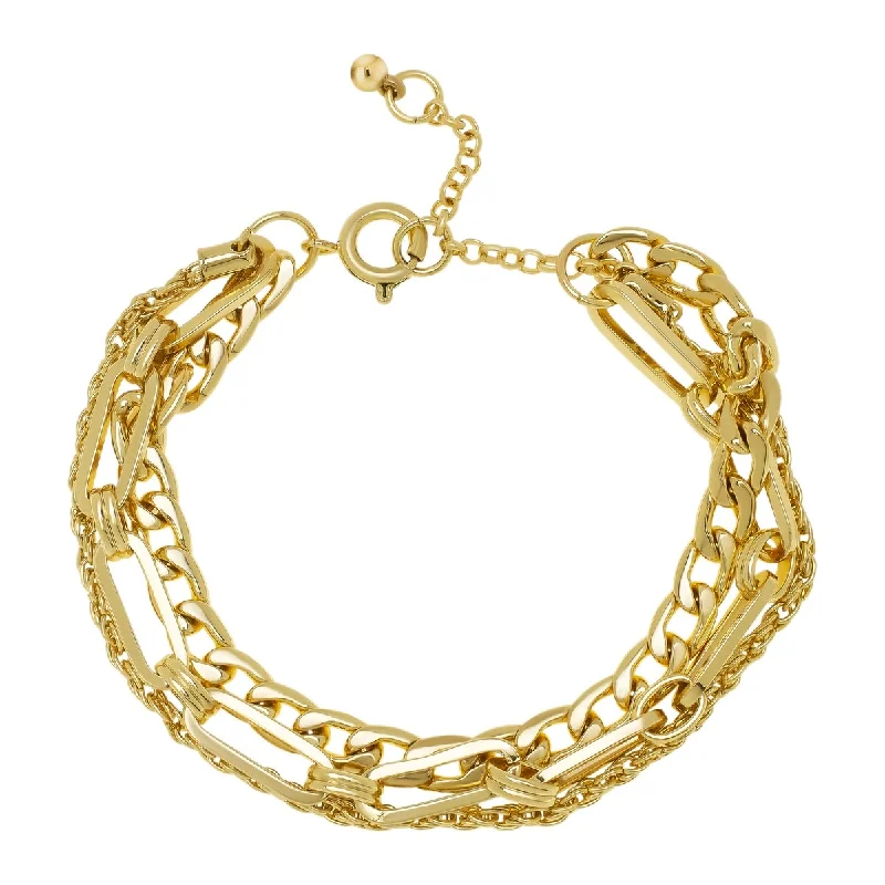 engraved silver bracelet -Victoria Townsend Yellow Gold Plated 4 Row Large Link Bracelet