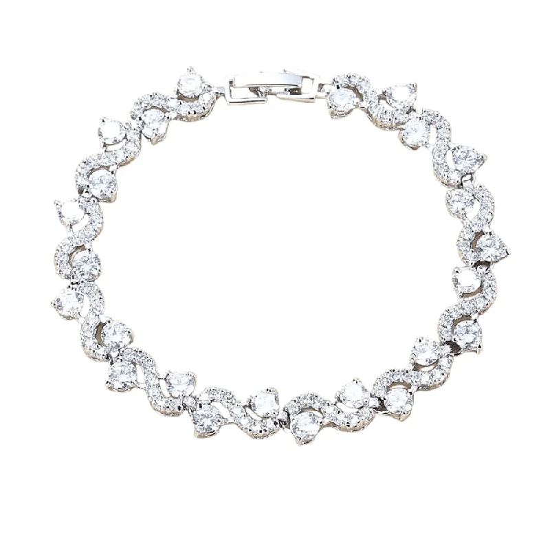 zodiac sign bracelet -Wave Cubic Zirconia Tennis Bracelets for Women with Round Cut White Diamond Cubic Zirconia