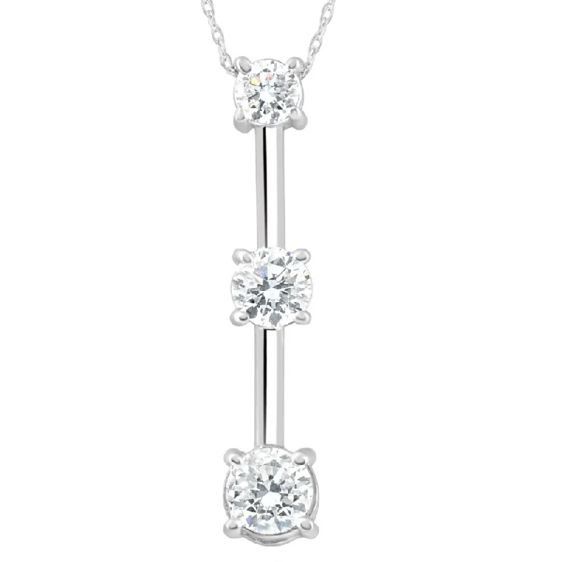 silver chain necklace for men -1 1/2Ct Three Stone Diamond Pendant Past Present Future Necklace White Gold