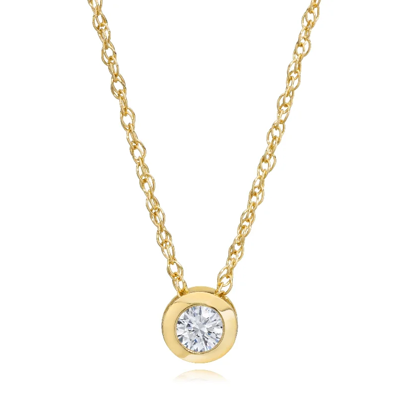 knot charm necklace -1/2ct Lab Grown Bezel Solitaire Diamond Pendant Yellow Gold Necklace