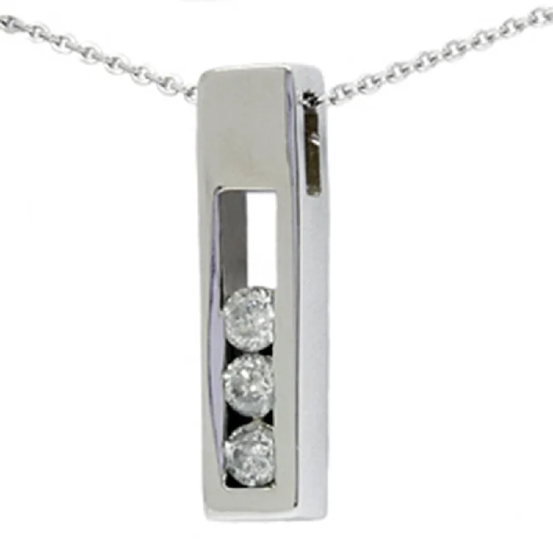 heart locket necklace for women -1/2ct Three Stone Real Diamond Box Pendant White Gold