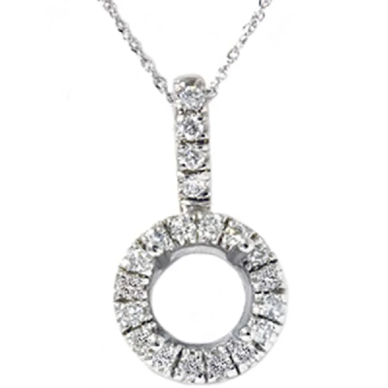 gemstone pendant necklace for women -1/2ct Vintage Style Pave Diamond Solitaire Mount Setting